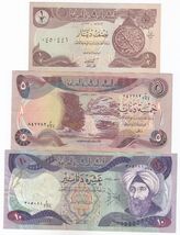 Iraq, (Set of 3) 1/2, 5, 10,  Dinars, All Different Old Issues Banknotes, - $12.63