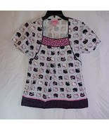 Hello Kitty X Sanrio Gray &amp; Pink 100% Cotton Size Small Scrub Top-GUC! - $21.49