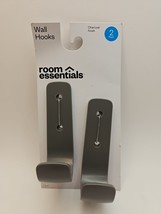 Room Essentials 2-Pack Charcoal Gray Wall Hooks NEW - $2.99
