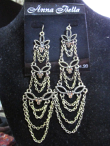 &quot;&quot;Extra Long Chandalier Pendant Style Earrings&quot;&quot; - Gold Tone - New On Card - £7.10 GBP