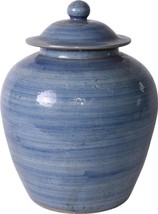 Jar Vase VILLAGE Lidded Denim Blue Colors May Vary Variable Ceramic Handmade - £445.10 GBP