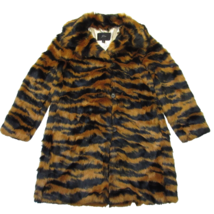 NWT J.Crew Tiger Faux-fur Coat in Caramel Black Stripe M - £109.51 GBP
