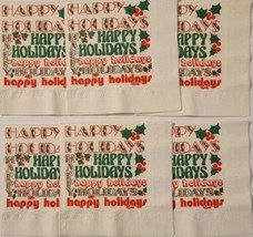 Lot of 6 Vintage Happy Holidays Christmas Cocktail Napkins Collectible Crafting  - £4.68 GBP