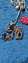 New Betsey Johnson Necklace Elephant Mom Baby Rhinestone Collectible Decorative - £11.98 GBP