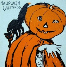 Halloween Postcard Metropolitan News 1133 Goblin Boy Black Cat Vintage Fantasy - £55.81 GBP