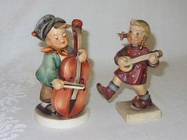 2 Goebel Hummel Vtg Figurines TMK 3 86 Happiness Girl &amp; 186 Sweet Music Boy - £34.21 GBP