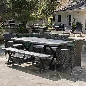 Christopher Knight Home Ponza Outdoor Lightweight Concrete Dining Set wi... - $2,191.99