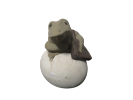 Vintage Ceramic Clay Alligator In Egg Coin Piggy Bank 7.5&quot;T Small Flaw - £15.78 GBP