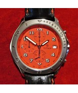 UNUSUAL Vintage TITAN Chronograph RED DIAL, All Stainless Steel - NEW OL... - £150.88 GBP