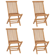 Outdoor Garden Patio 4pcs Wooden Folding Dining Chairs Foldable Teak Wood Seats  - £265.32 GBP