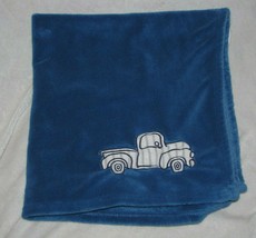 Circo Baby Boy Blue Plush Fleece Truck Blanket Gray White Stripe - £39.44 GBP