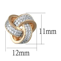 Rose Gold Over Sterling Silver CZ Pave Knot Love Flower Stud Earrings Women Lady - £92.26 GBP