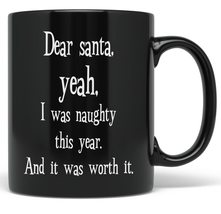 PixiDoodle Funny Naughty Santa Coffee Mug (11 oz, Black) - £18.74 GBP+