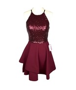 B. Darlin Formal Short Fit &amp; Flare Dress Sequined Maroon Sz. 3/4 - $1,384.02 MXN