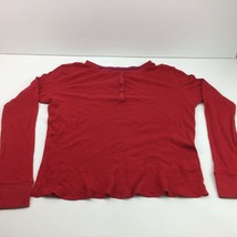 Sleep Sense Womens Red Long Sleeve Thermal Shirt Top 1/4 Button Medium - £11.78 GBP