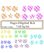 Flower Gift Tags Digital Kit 2-Digtial Paper-Rose-Art Clip-Jewelry-T shi... - $37.30 MXN