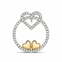 10kt Yellow Gold Womens Round Diamond Circle Heart Pendant 1/5 Cttw - £167.56 GBP