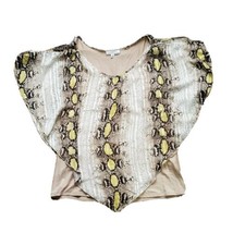 Animal Snake Print Overlay Blouse Womens Size Small Beige - £6.09 GBP