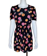 Vintage 1980s Black Mini Dress size Medium M Psychedelic Print  - $24.95