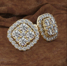 2.00Ct Round Cut D/VVS1 Diamond Cluster Stud Earrings 14K Yellow Gold Finish - £69.79 GBP