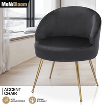 Black Modern Accent Chair Fabric Tufted Velvet Upholstered Armchair Vanity Stool - £92.02 GBP