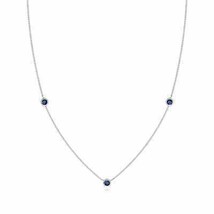 ANGARA 3mm Bezel-Set Round Blue Sapphire Chain Necklace in 14K White Gold - £441.99 GBP