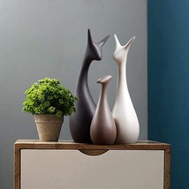ASR Home Decor Lucky Deer Family Matte Finish Ceramic Figures (Matte Black Brown - £87.91 GBP