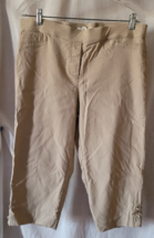 Women's Retrology Capri Pants Size Large Tan Faux Pockets Elastic Waist ... - $12.99