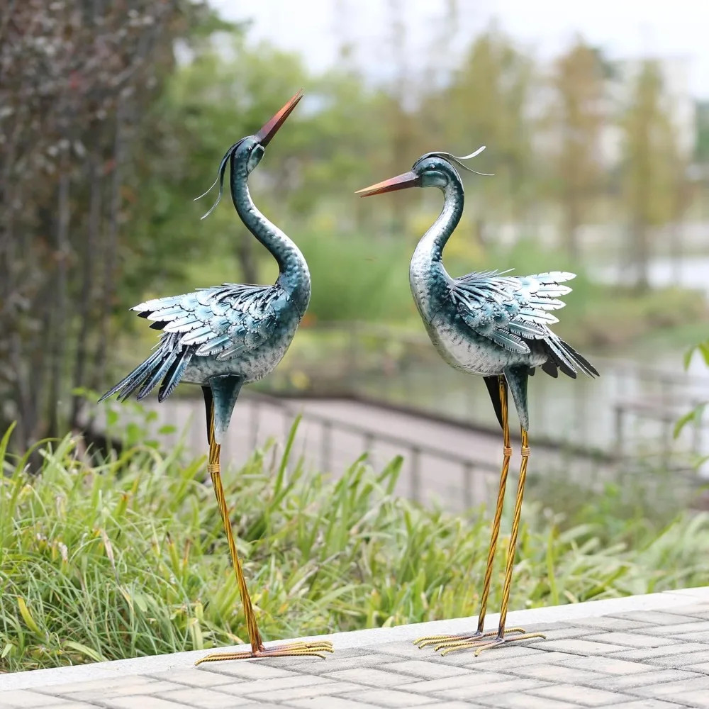 Bird Statues for Patio Lawn Porch Decorations Sculptures &amp; Figurine Set of 2 - £113.75 GBP