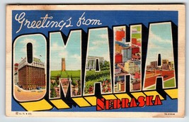 Greetings From Omaha Nebraska Postcard 1942 Large Big Letter City Curt Teich - $6.29
