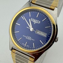 Dakota Quartz Watch Men Dual Tone Steel Blue Dial Day Date Stretch New B... - $28.49