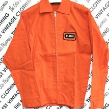 Vtg Mens Jacket Uniform Chore Zip Coat &#39;70S Orange S M L O&#39;s Gold Pretzel Co NOS - £34.81 GBP