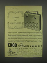 1949 Ekco Model P63 Princess Portable Radio Ad - Punch and personality - £14.78 GBP