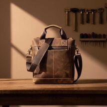 Mens Crazy Horse Leather Tote Bag  Genuine Leather Laptop Shoulder Bag, ... - $145.00