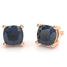 Lab-Created Sapphire 5mm Cushion Stud Earrings in 10k Rose Gold - £155.67 GBP