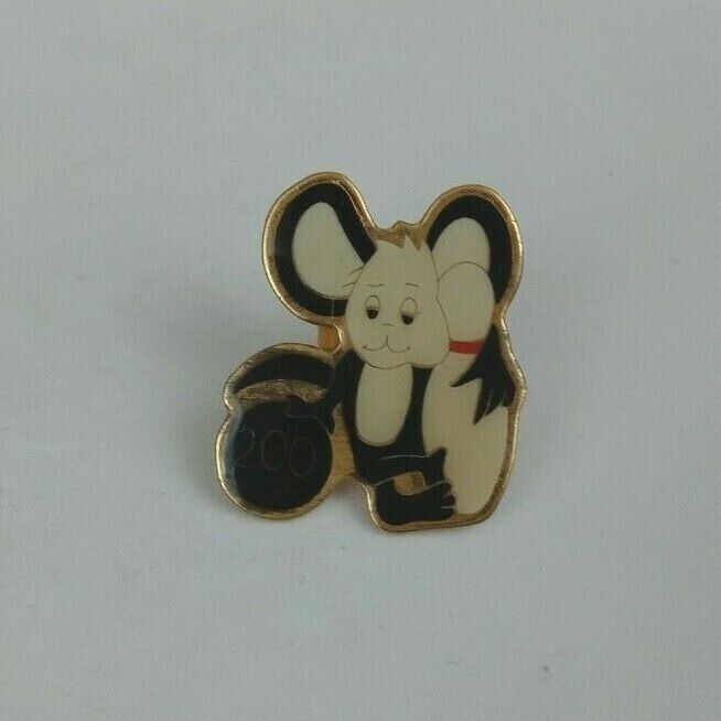 Vintage Cute Black &amp; White Mouse 200 Bowling Lapel Hat Pin - $5.34