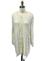 Boho Luxe! Vintage Diane Freis Ivory Silk Long Jacket - Heavily Beaded G... - $197.01