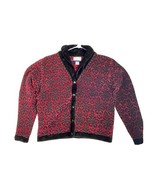 Christopher &amp; Banks womens Knit Cardigan Button Front S Red Black Velvet... - €20,60 EUR