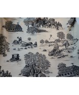Toile heavy Fabric Black Country Scenes on antique white 58&quot; X 2.5 yards - $26.32