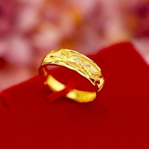 18k Yellow Gold Dragon and Phoenix Ring For Lover Couple Fine Jewelry Wedding En - £19.33 GBP