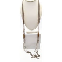 Charming Charlie Multi Strand Chain Necklace, Vintage Super Long Silver Tone - £29.60 GBP
