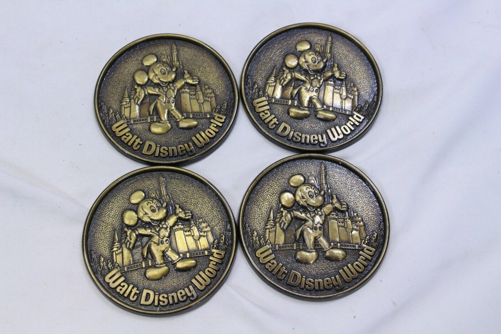 Walt Disney World Mickey Mouse Metal Drink Coasters  3 1/4&quot; Diameter  Lo... - $8.81