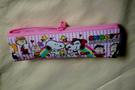 New Authentic Peanuts Japan Snoopy Rainbow Pink Zipper Pen Case Pouch Bag 7" - $4.90