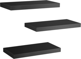 Set Of 3 Amada Homefurnishing Floating Shelves In Black With Invisible, Amfs07. - £35.15 GBP