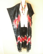 CD510 Tie Dye Batik Cardigan Duster Beach Open Kimono Maxi Dress Wrap - 3X to5X - £23.56 GBP