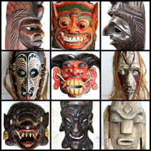 Wooden Mask Hand Carved Vintage Collectible Home Decoration Wood Made Ra... - $31.25+