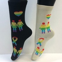 2 PAIRS Foozys Women&#39;s Novelty Socks, PRIDE Print, NEW - $11.24