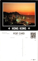 China Hong Kong Victoria Dusk Scene Over City Harbour View Vintage Postcard - £7.37 GBP