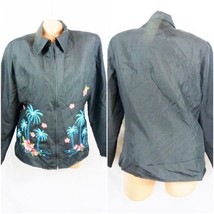 Silk Land Medium Jacket Black With Bright Floral Design - £21.32 GBP