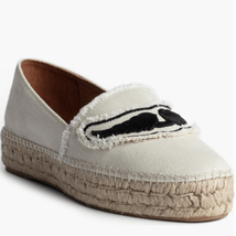 Zadig &amp; Voltaire Canvas Espadrille Slip on Flat, Cream/Black, Size 11, NWT - £148.17 GBP